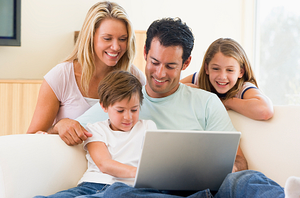 Family on laptop